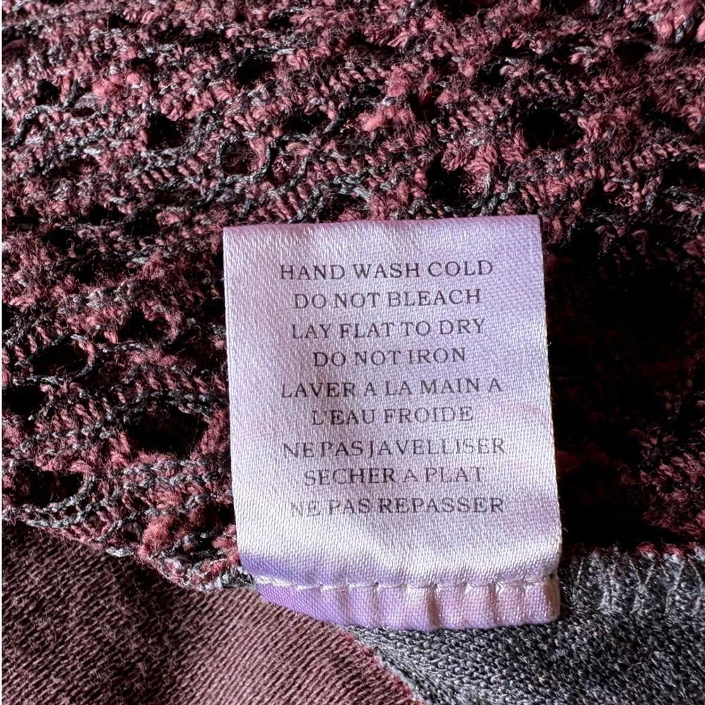 Fleur De Lis Mixed Media Knit Open Front Cardigan, Plum, Medium, Whimsigoth Boho